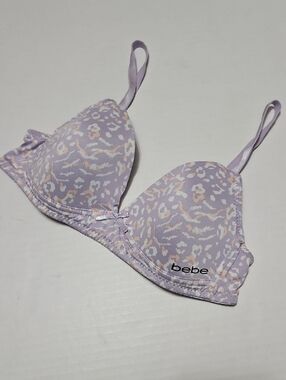 bebe Girls Purple Leopard Print Padded Bra Size 34A